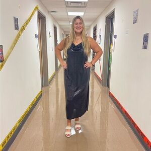 Black shiny dress